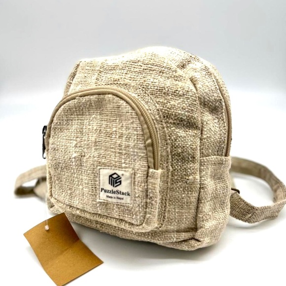 Hemp Mini Backpack Natural Hemp Color - Picture 2 of 4